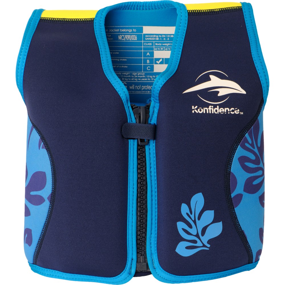 306-08 Konfidence Jacket Vesta na učenie plávania Navy Blue Palm 4-5r