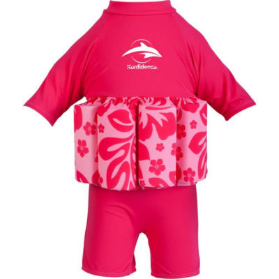 307-12 Konfidence Floatsuit Plavky na učenie plávania Pink Hibiscus 4-5r