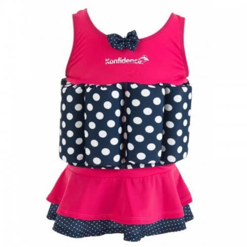 307-21 Konfidence Floatsuit Plavky na učenie plávania Navy Polka dot 4-5r
