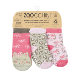 122-018-010 Zoocchini Set 3ks protišmykové ponožky Mačiatko