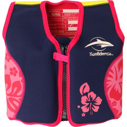 306-11 Konfidence Jacket Vesta na učenie plávania Navy Pink Hibiscus 4-5r