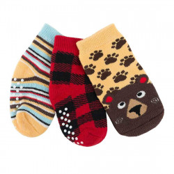 122-018-005 Zoocchini Set 3ks protišmykové ponožky Medveď